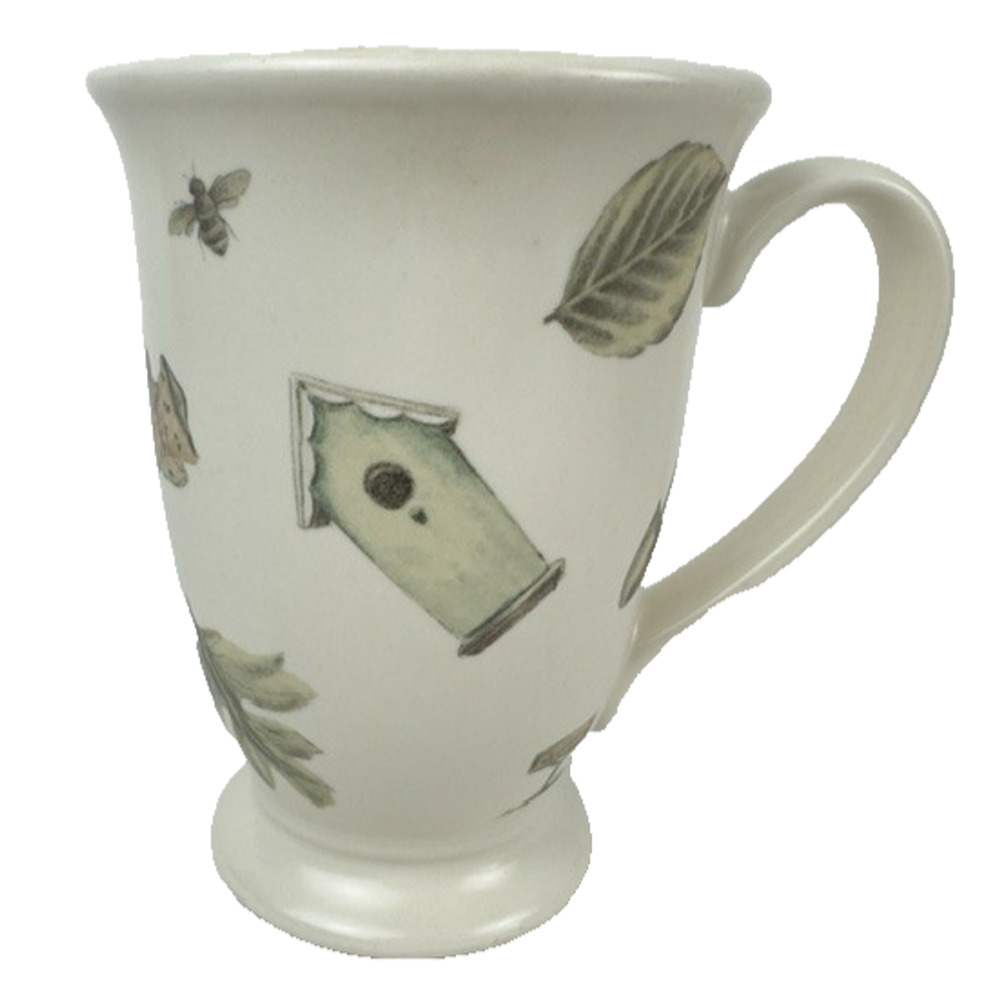 Pfaltzgraff Naturewood 1 Footed Mug/Cup Casual, Leaves, Herbs, Garden Tools VTG